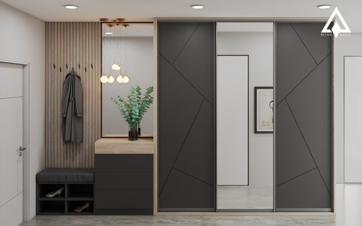 Шкаф-купе с дополнительной прихожей от компании Скандинавия мебель