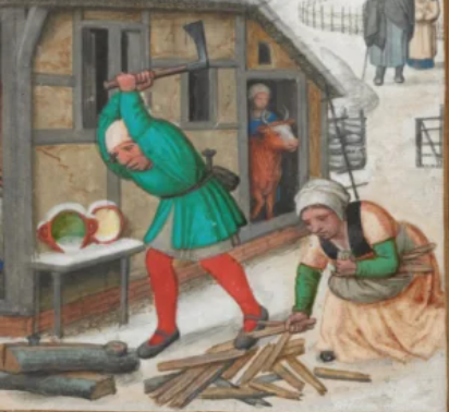 Человек, рубящий дрова,