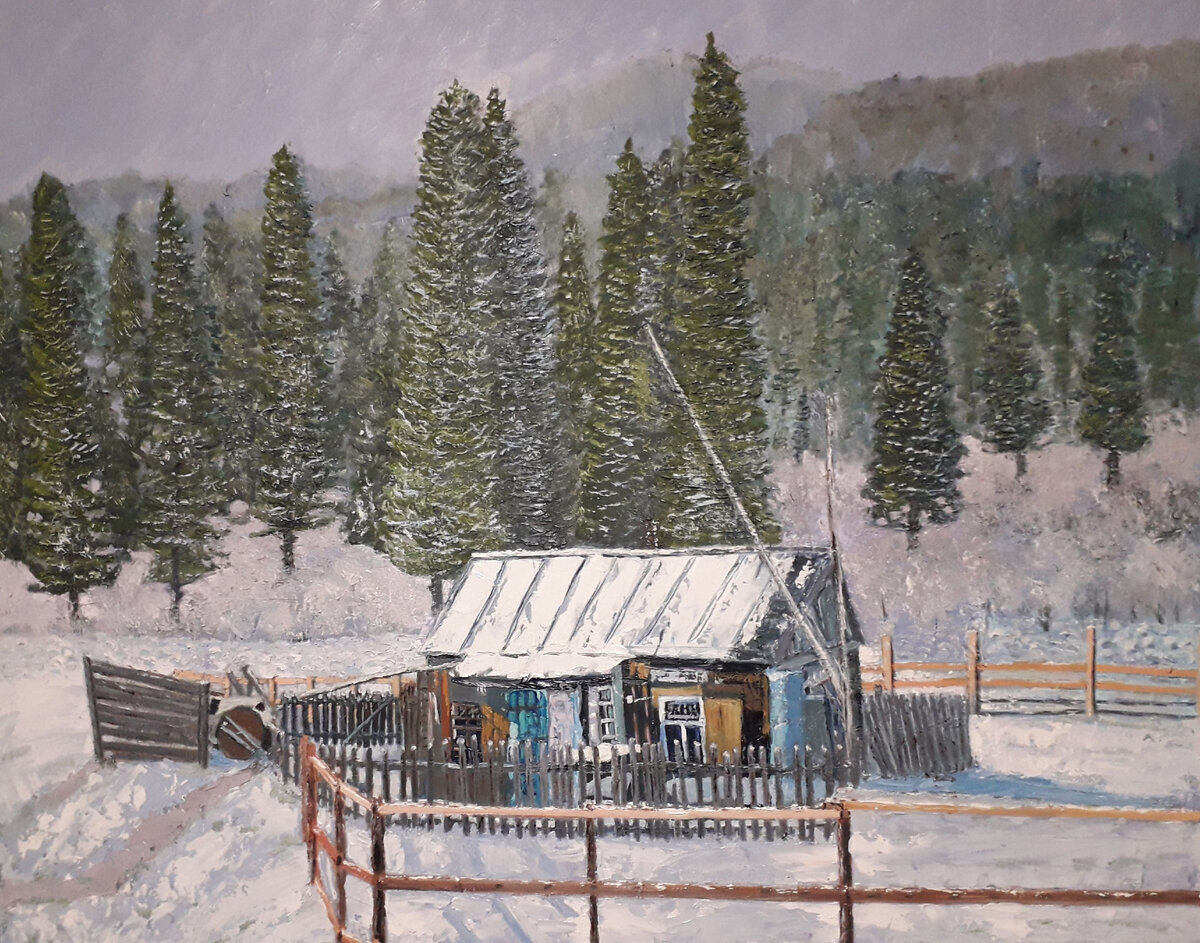 На горном перевале, оргалит, масло, Марина Попова, г.Иркутск