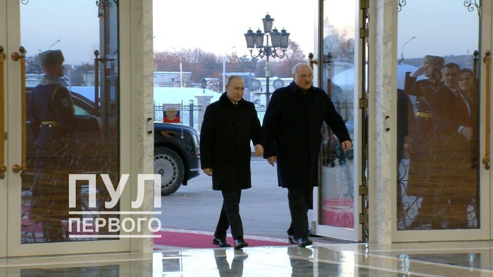     Лукашенко и Путин подвели итоги переговоров в Минске. Фото: телеграм-канал "Пул Первого"