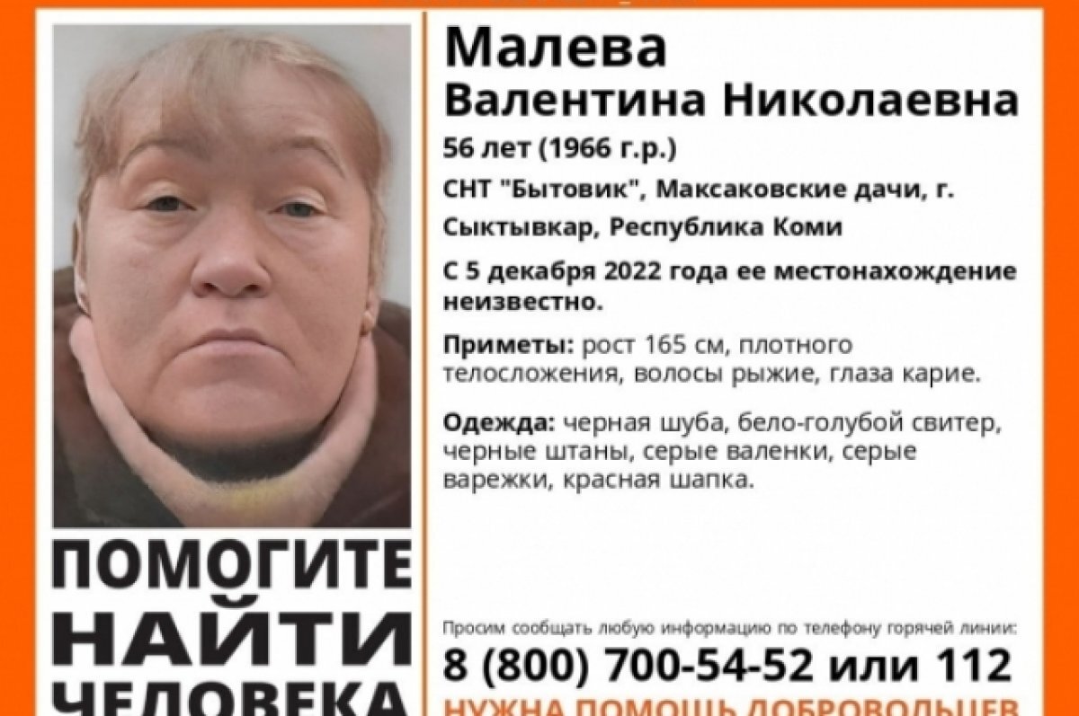    Под Сыктывкаром ищут 56-летнюю женщину в красной шапке
