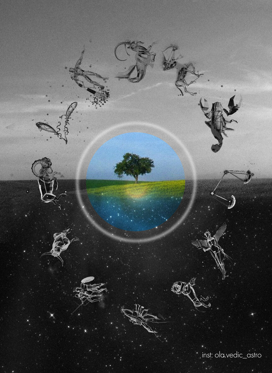 Художественное изображение натальной карты.