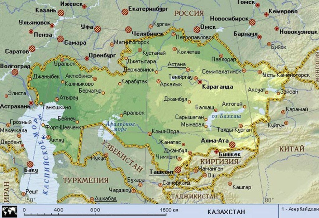 Казахстан на карте