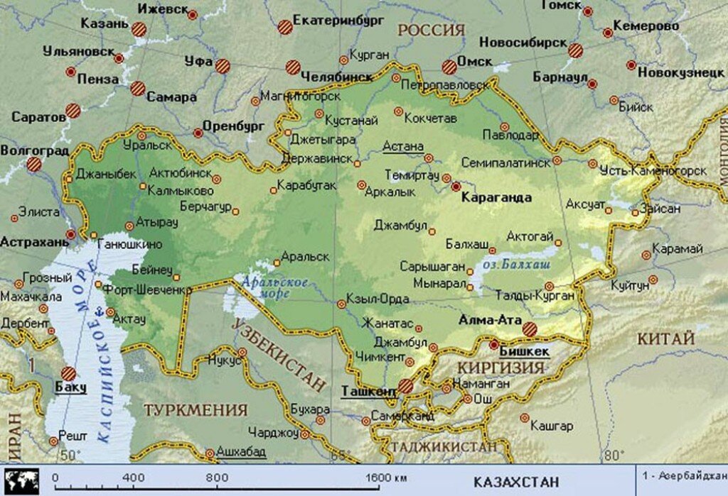 Казахстан на карте
