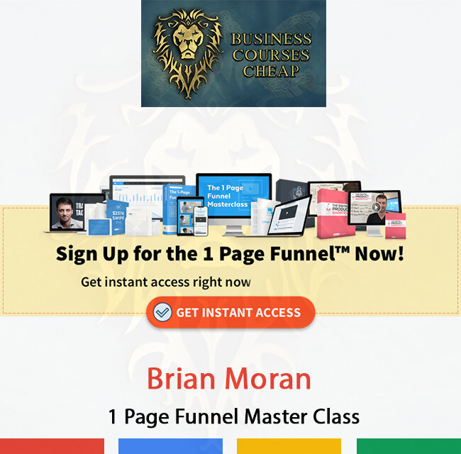 BRIAN MORAN - 1 PAGE FUNNEL MASTER CLASS  HI GUYS!
THANKS For Watching My Post! SELLING BUSINESS courses for CHEAP rates. Best Prices For The Best Courses! Any Proofs Greetings. HOW TO DO IT:
1.