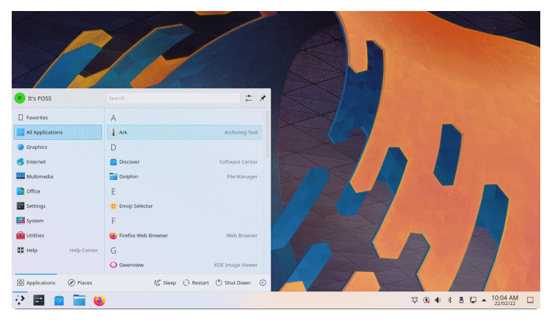 Рабочий стол KDE Plasma