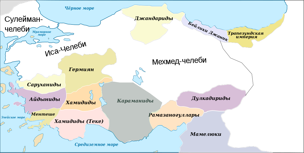 Османское междуцарствие, карта
