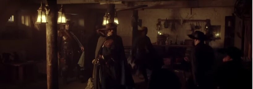 Обзор на фильм «Три мушкетера» (2023), производства Великобритании. Часть 3. Первое сражение мушкетеров с гвардейцами кардинала в фильме.