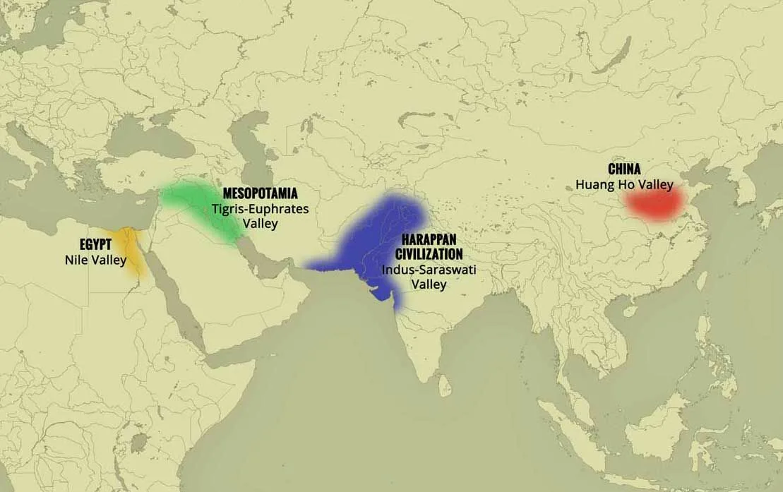 Карта локализации речных цивилизаций (Источник изображения: archeryhistorian.com)