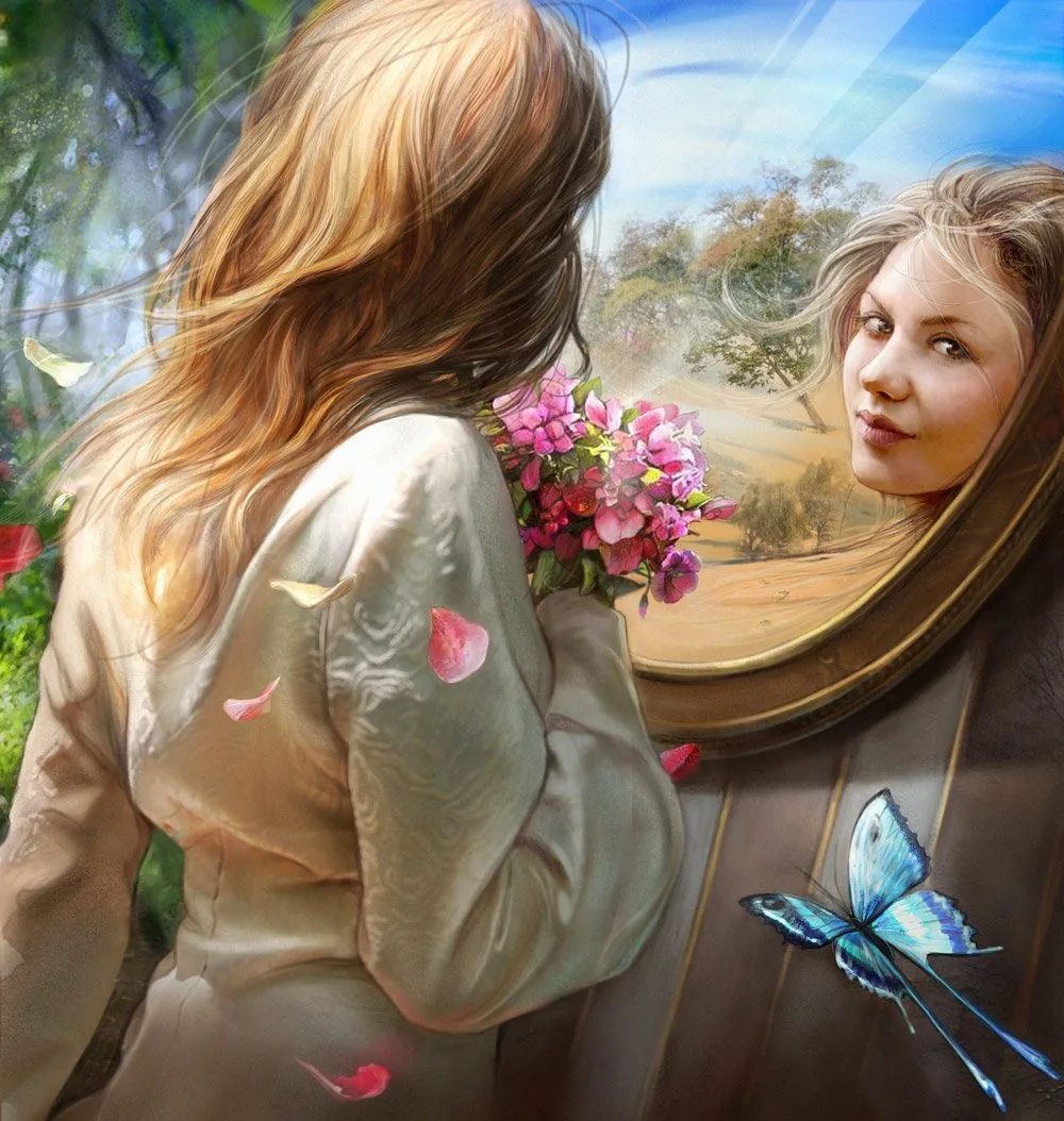 Душа ее отражение. Отражение в зеркале. Красивое отражение в зеркале. Картина отражение. Девушка в зеркале.