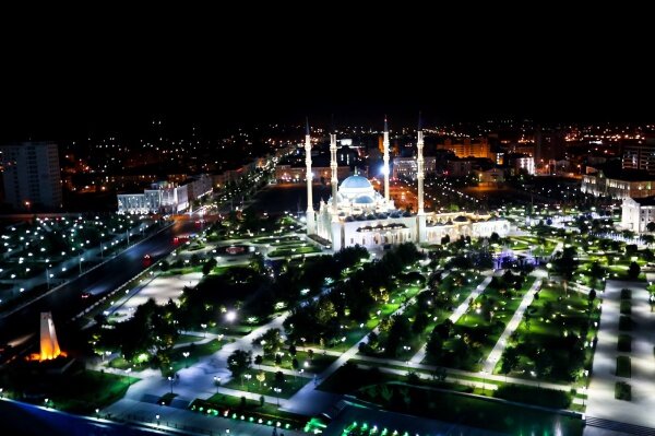 Ночной Грозный.Мечеть Сердце Чечни