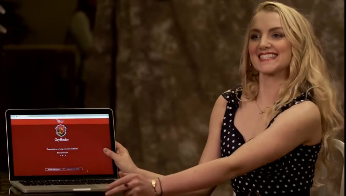 Эванна Линч проходит распределение на сайте Pottermore