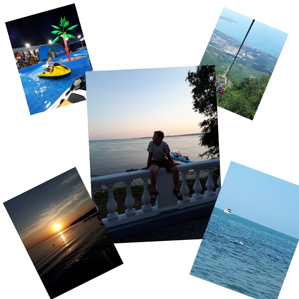 Коллаж сделан из личных фотографий. Отпуск на море с детьми в прошлом году