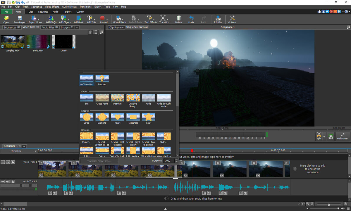 интерфейс программы VideoPad