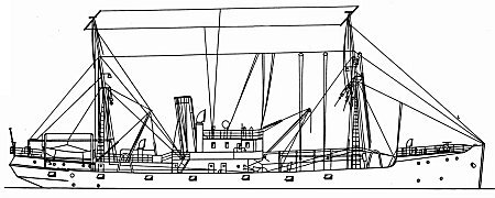 Возможная схема внешнего вида рыболовного сейнера, к которому принадлежал данный СКР