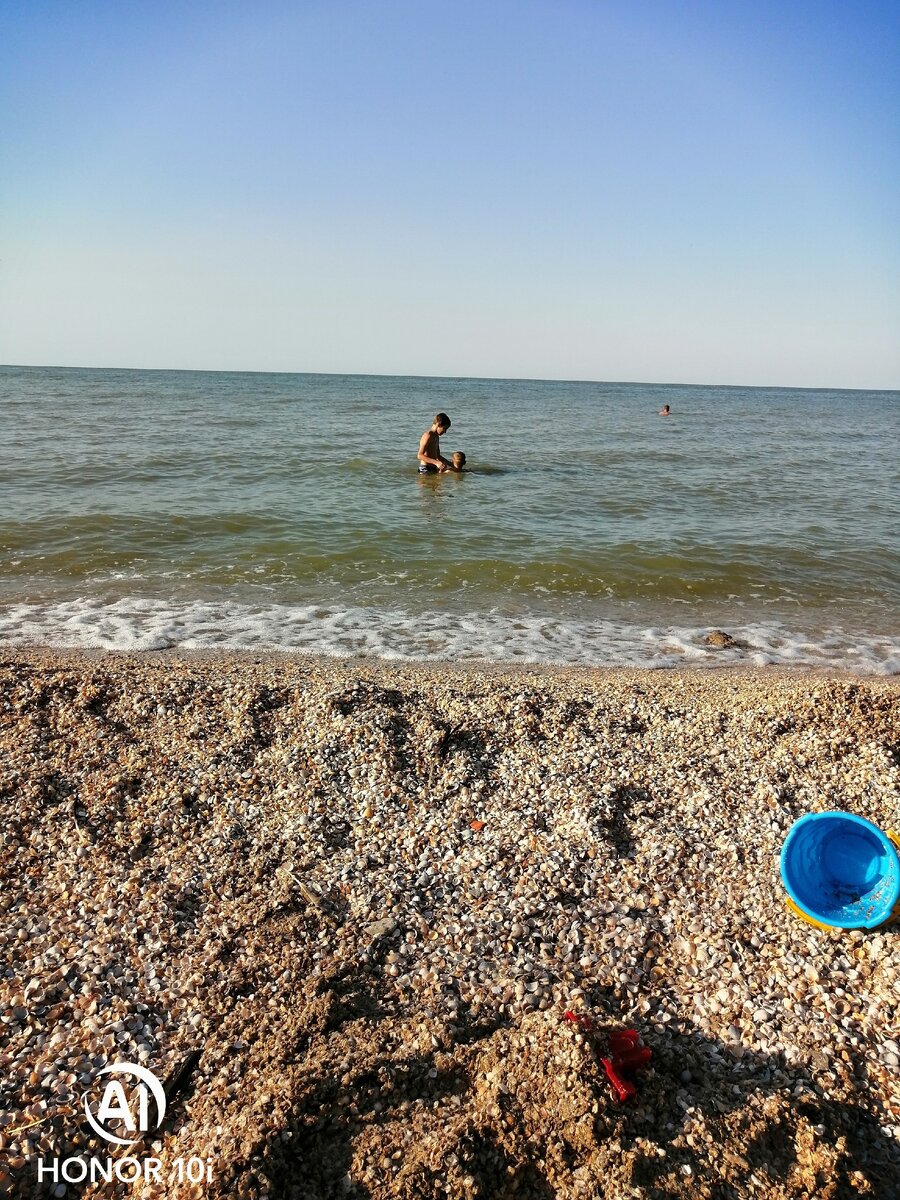 Таганрогский залив с зеленоватой водой, с крупным ракушечником