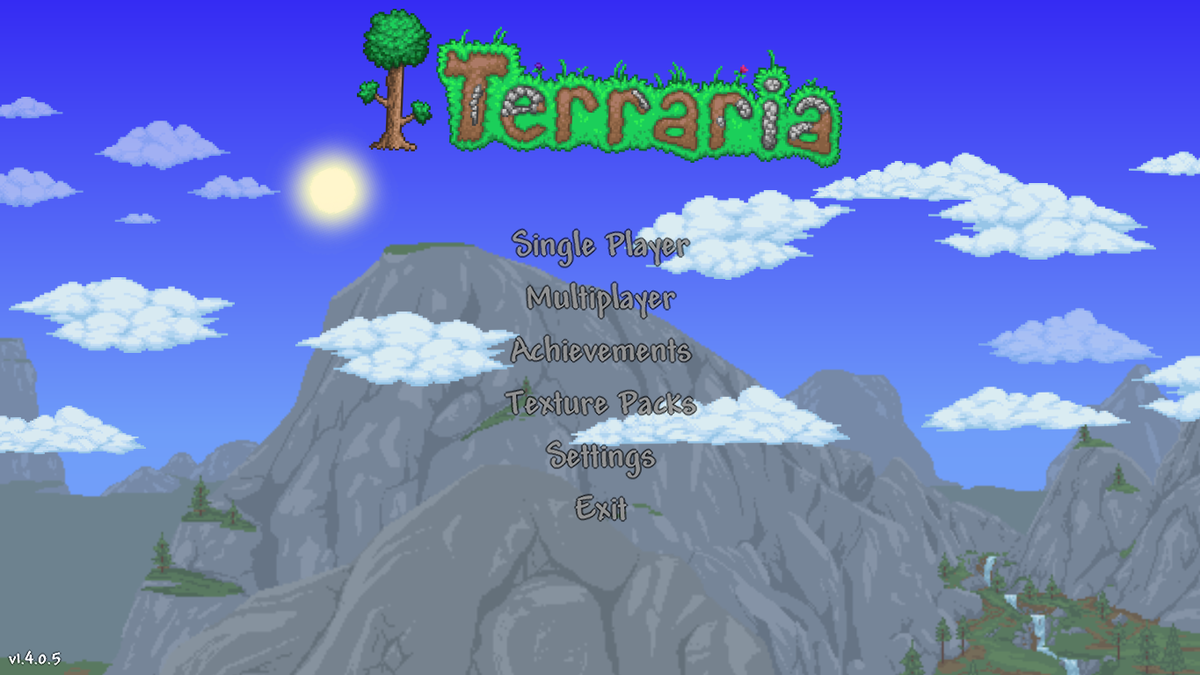 Главное меню игры Terraria