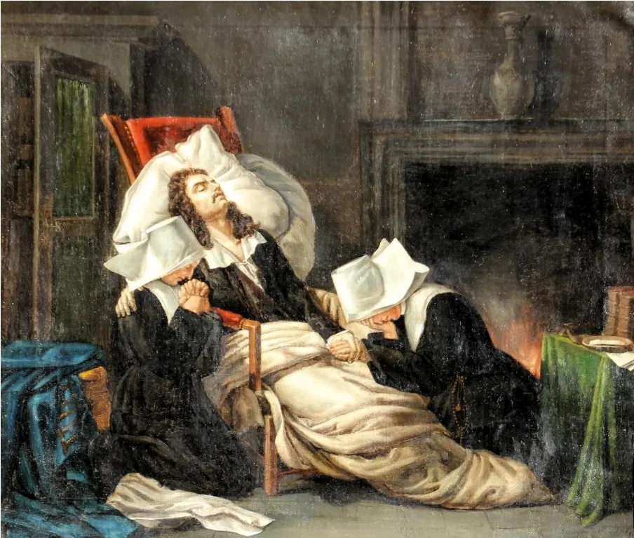 La Mort de Molière, d'après le tableau peint en 1806 par Pierre-Antoine-Augustin Vafflard.