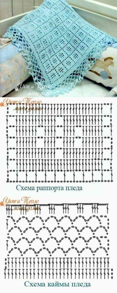 Ажурный плед спицами схема