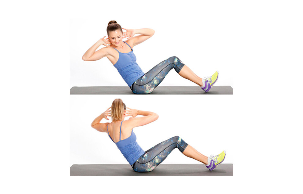 Подъем корпуса с поворотом против лишнего веса на боках