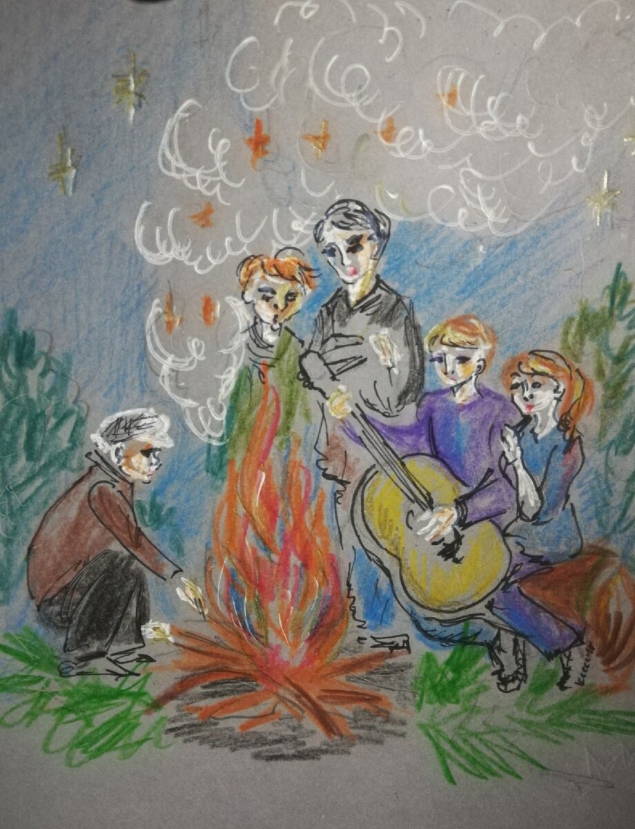 Скетч — иллюстрация к стихотворению «Искра». Художник Ива Санина. 
