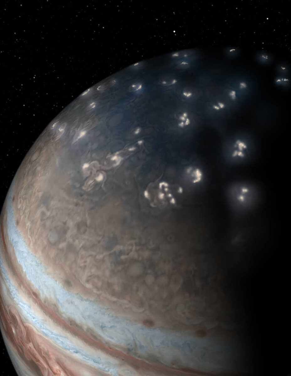 Фото: NASA / Молнии на Юпитере в представлении художника