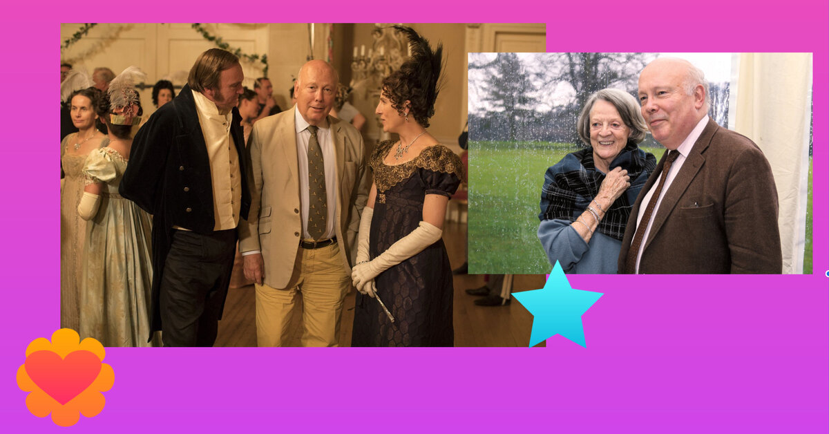 Джулиан Феллоуз на съемках Белгравии и с любимыми актерами