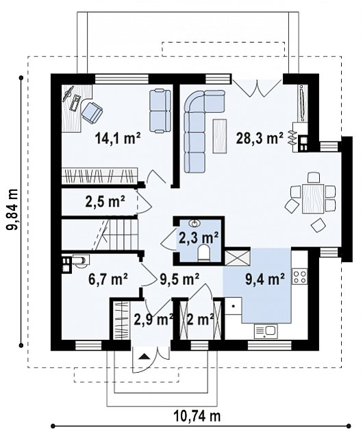 Первый этаж   77,7 м²