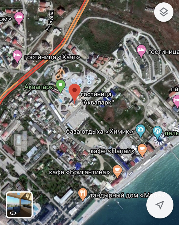Множество гостиниц на гугл-картах