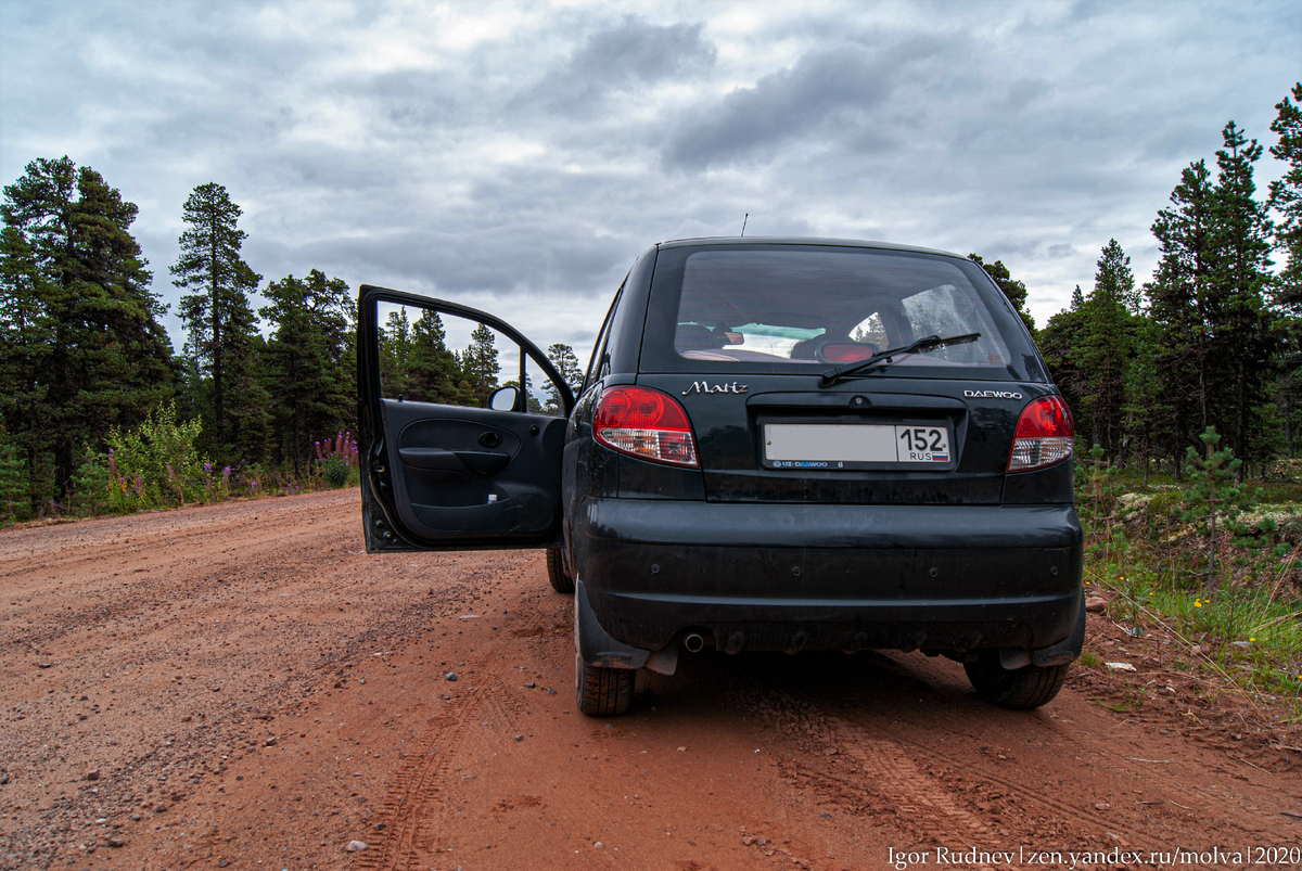 Матиз на Терском берегу. Асфальтовая дорога закончилась, дальше только грунтовка