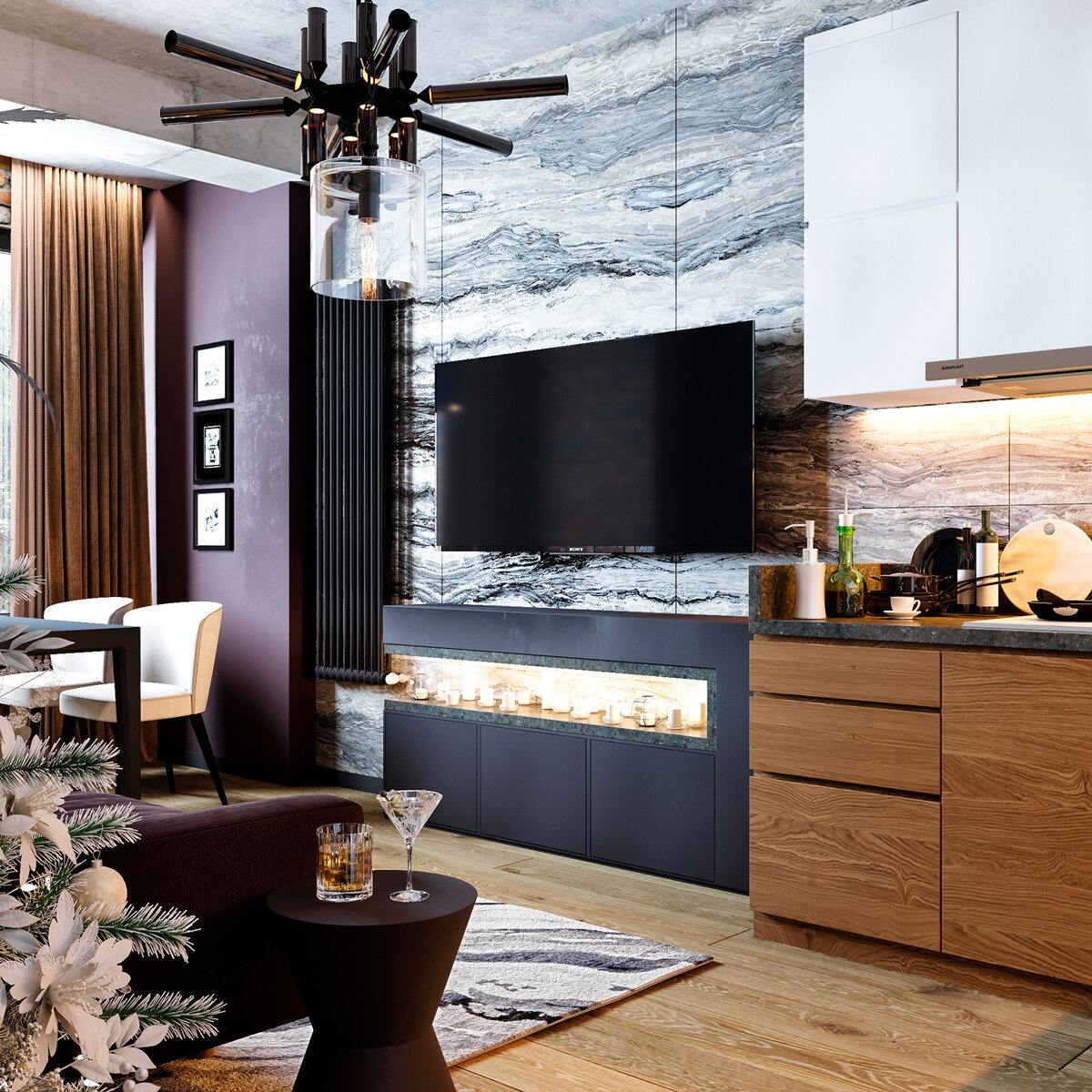 Гостиная в московской квартире. Проект Студии Малина-ПРО. 