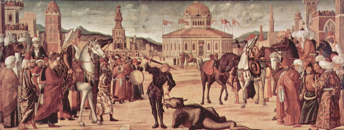 Витторе Карпаччо "Святой Георгий убивает змея перед горожанами", 1502-1507 годы