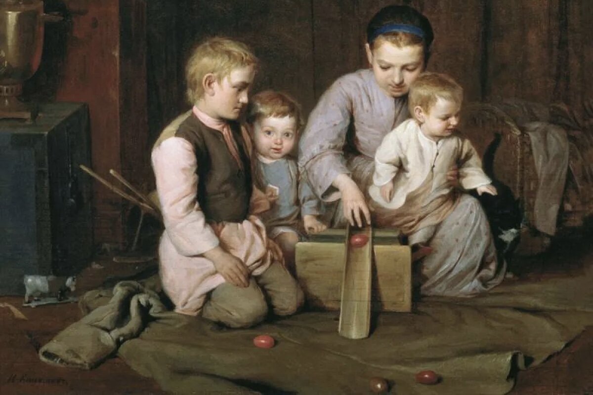 Н. А. Кошелев «Дети, катающие пасхальные яйца»