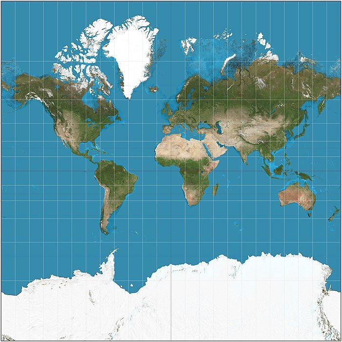 ПРОЕКЦИЯ МЕРКАТОРА. Фото с сайта https://ru.wikipedia.org/wiki/Проекция_Меркатора