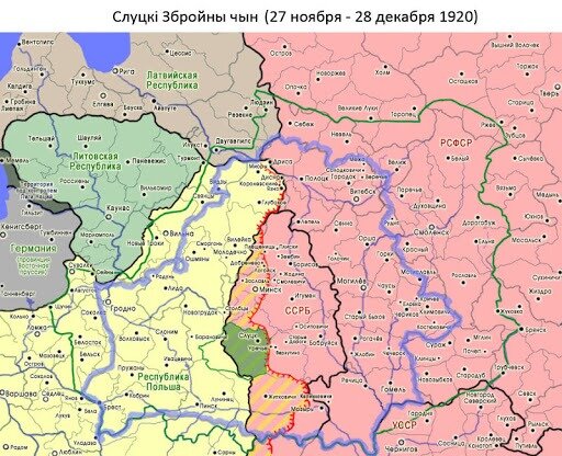 Территория Слуцкого восстания на карте (зелёным)