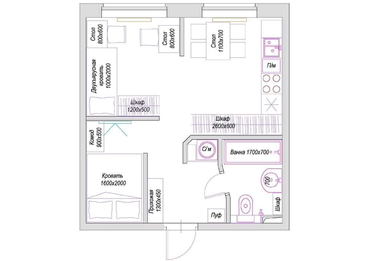 Практичный интерьер однушки 33 м² в панельке — INMYROOM