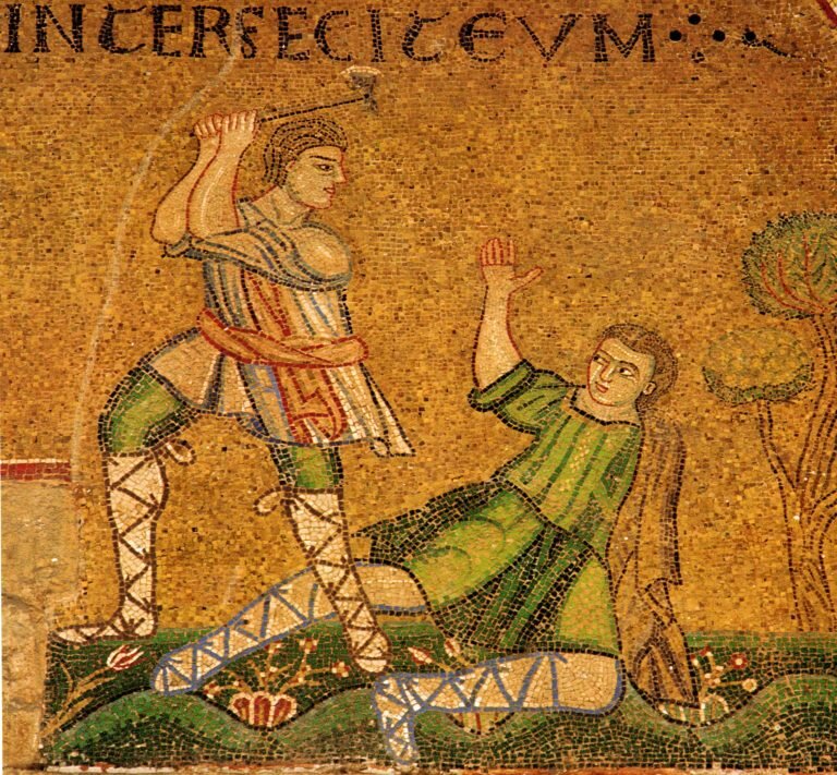 Каин убивает Авеля. Средневековая итальянская мозаика https://pravoslavium.ru/istoriya-kaina-i-avelya-smysl-biblejskogo-syuzheta/