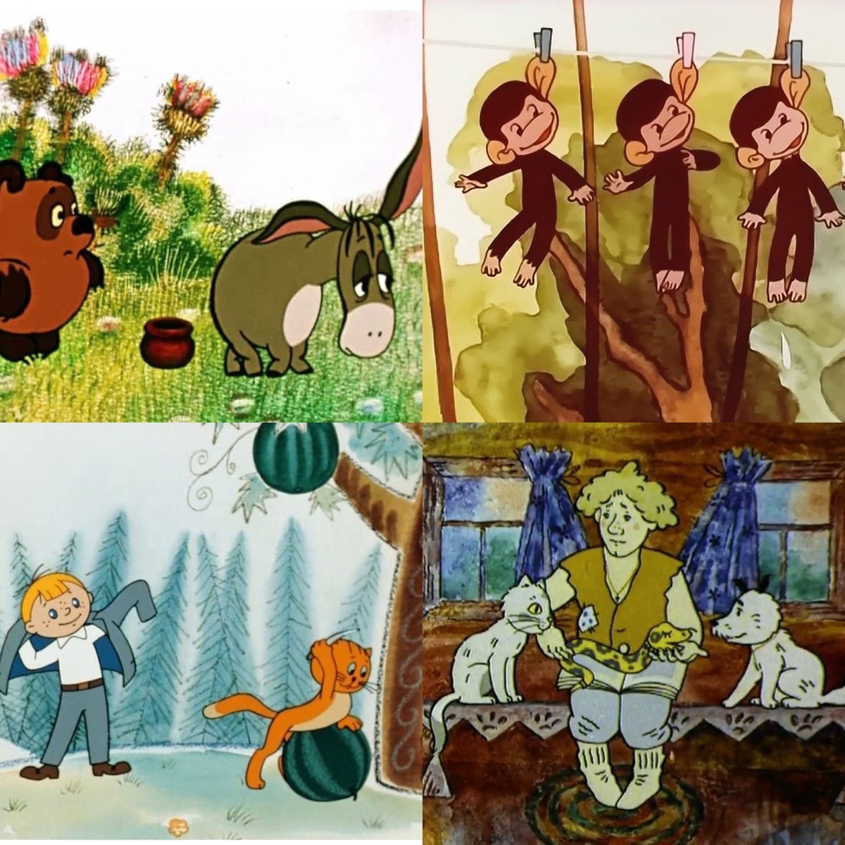 Какие мультфильмы изображены на этих кадрах?