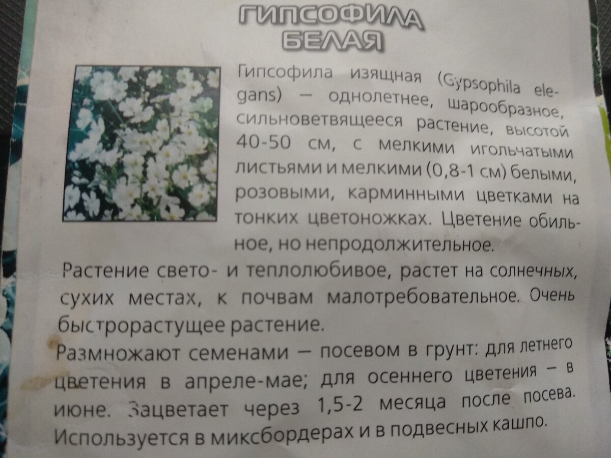 Обзор с упаковки семян