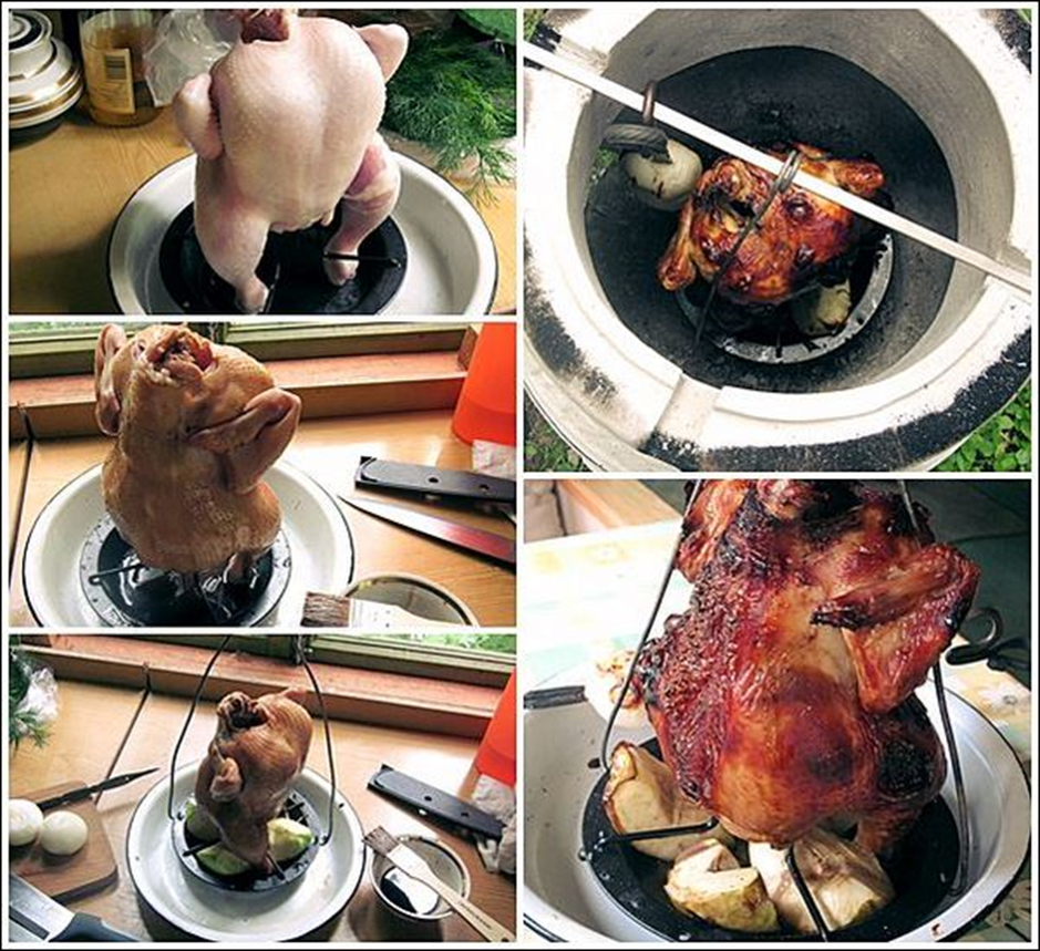 Процесс приготовления утки в тандыре