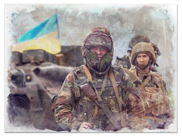 Украинские войска на позиции. Рисунок сделан с фотографии проукраинского канала