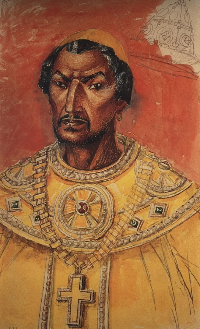 Эскиз костюма к драме "Борис Годунов". К. С. Петров-Водкин. 1923 год.