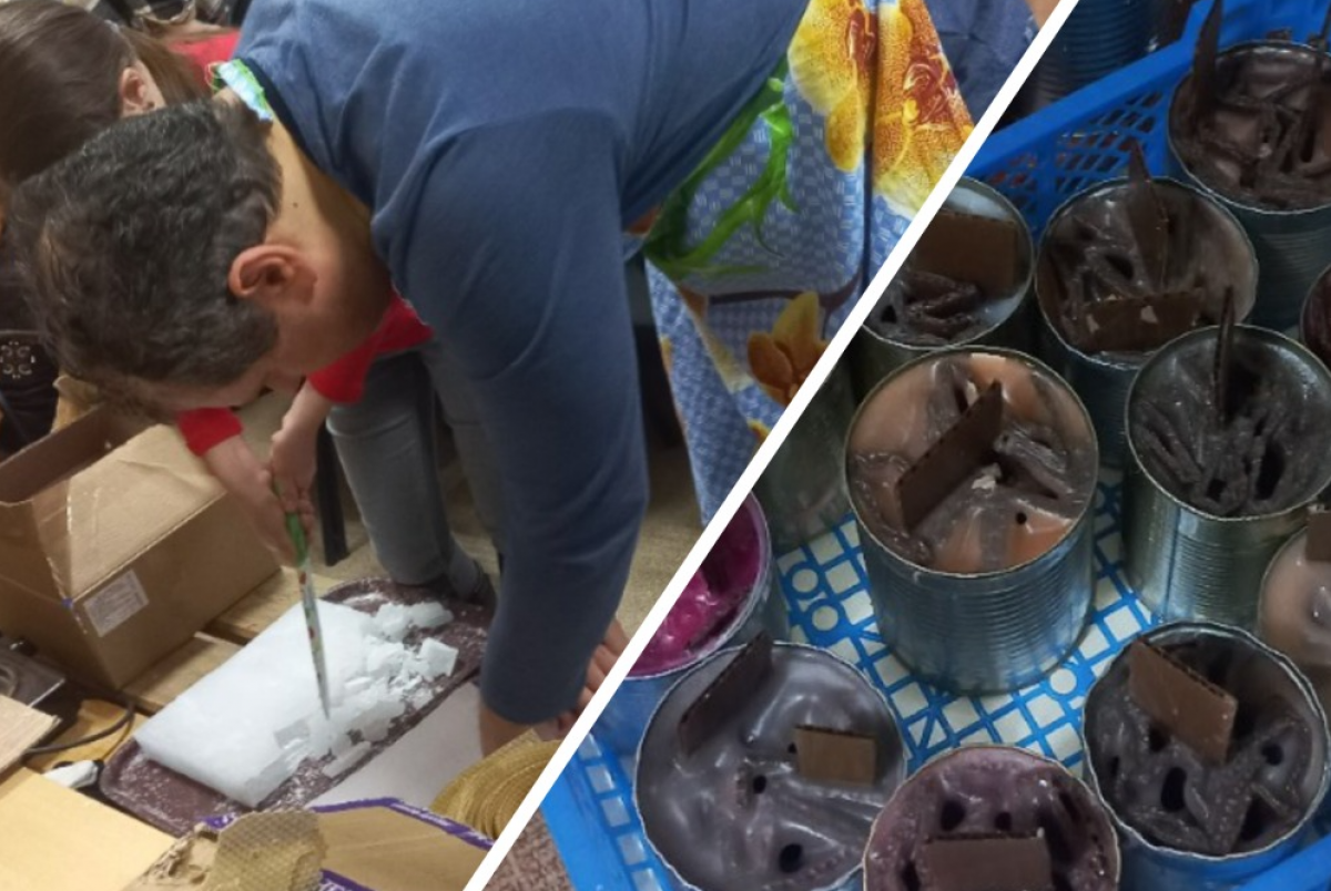    На изготовление такой свечки уходит полчаса.