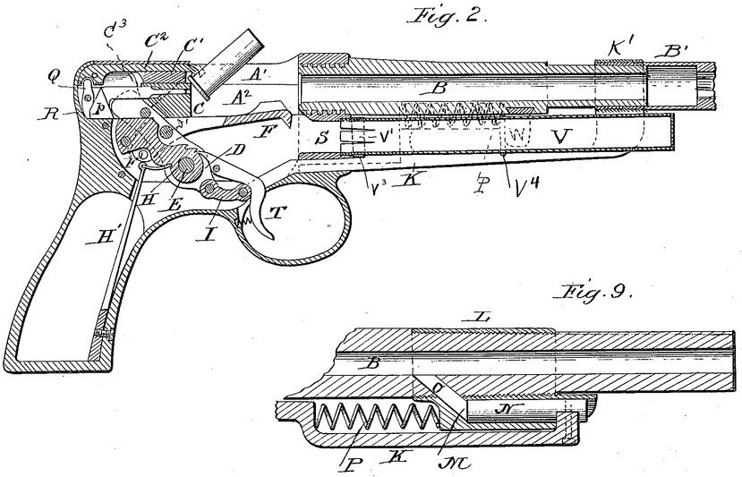 Схема пистолета Берджеса. Рисунок из патента.
