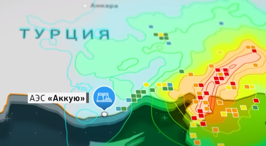 Эпицентр землетрясения и АЭС «Аккую»