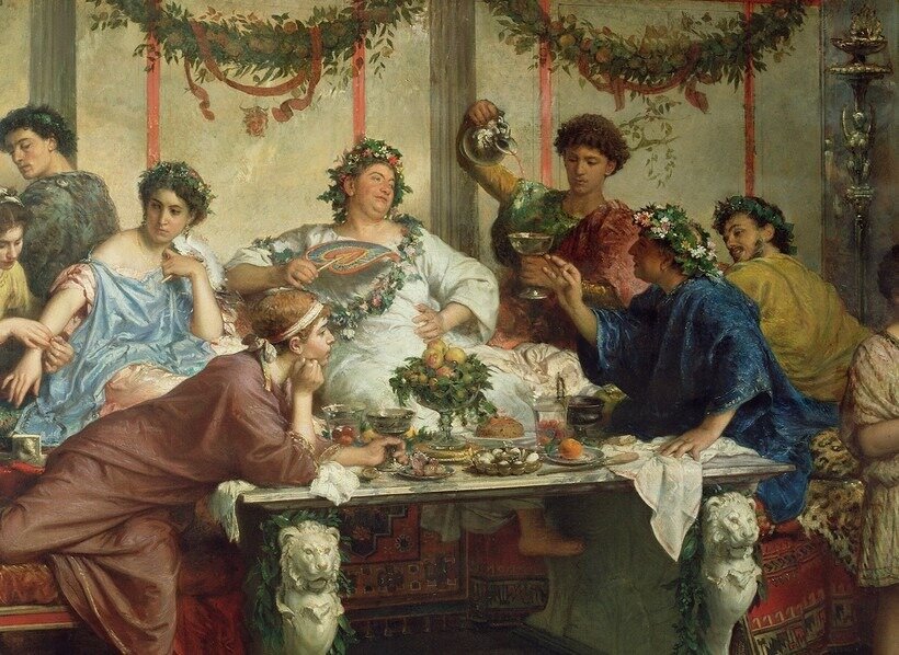 Картина «Римский пир». Художник Роберто Бомпиани. 1875 г. 