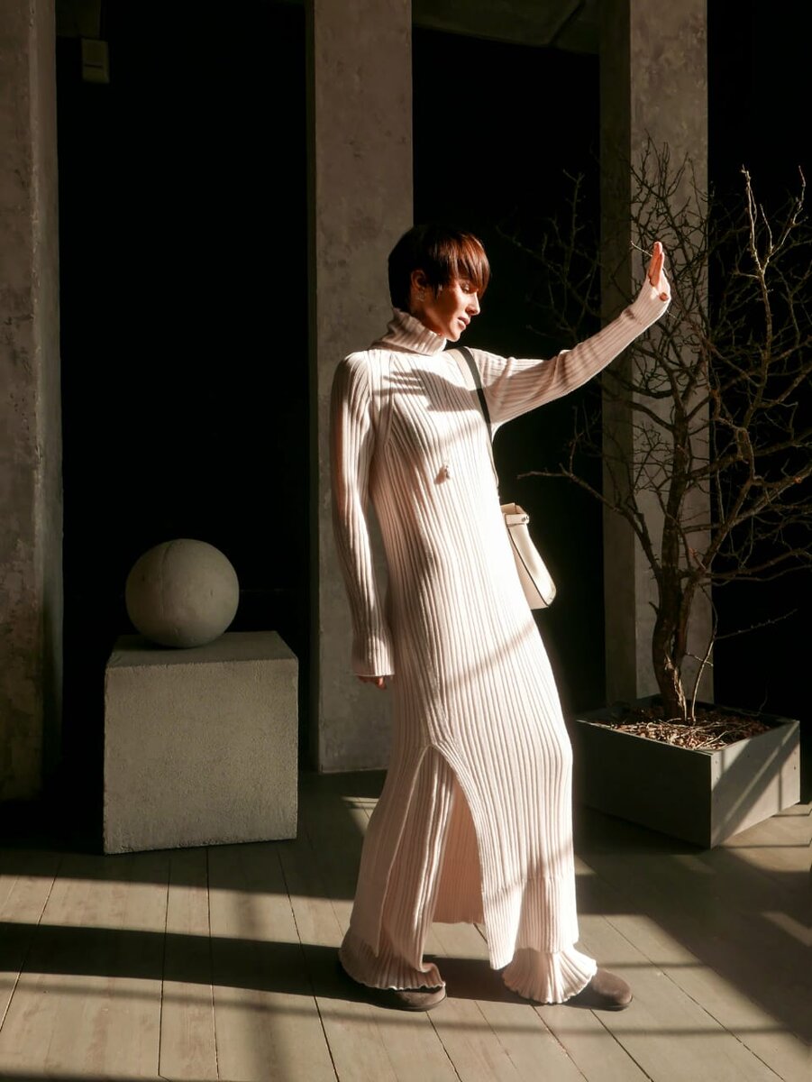 Платье в рубчик макси и брюки в рубчик LYNA+