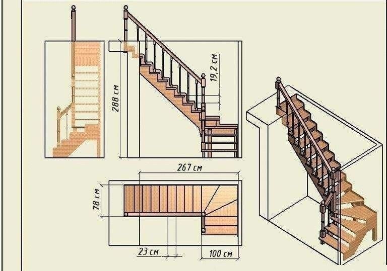 Г- образные лестницы своими руками - примеры, фото, размеры
