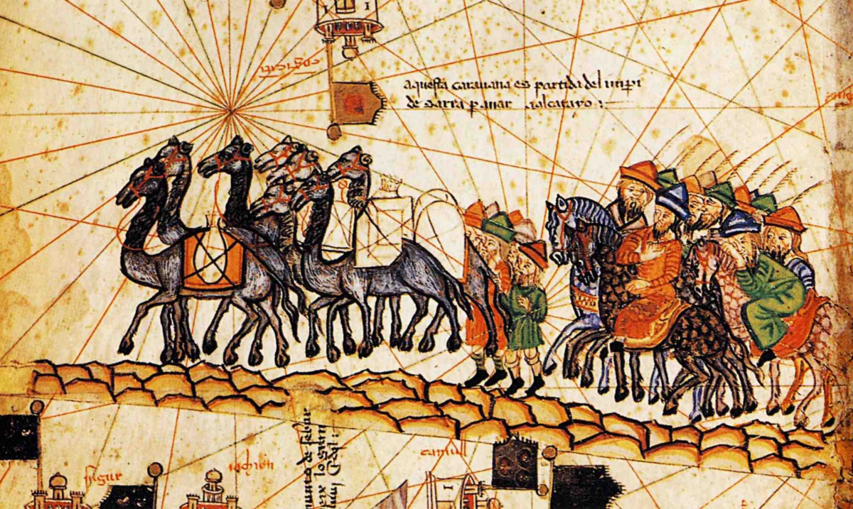 Европе тоже были известны и Шёлковый путь, и верблюды, и китайцы, и выглядело это всё, по мнению средневекового художника, как-то так