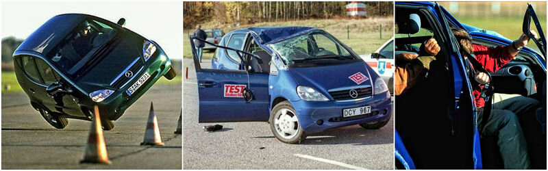В 1997 году во время прохождения «лосиного теста» Mercedes-Benz А-класса перевернулся на скорости в 60 км/ч.